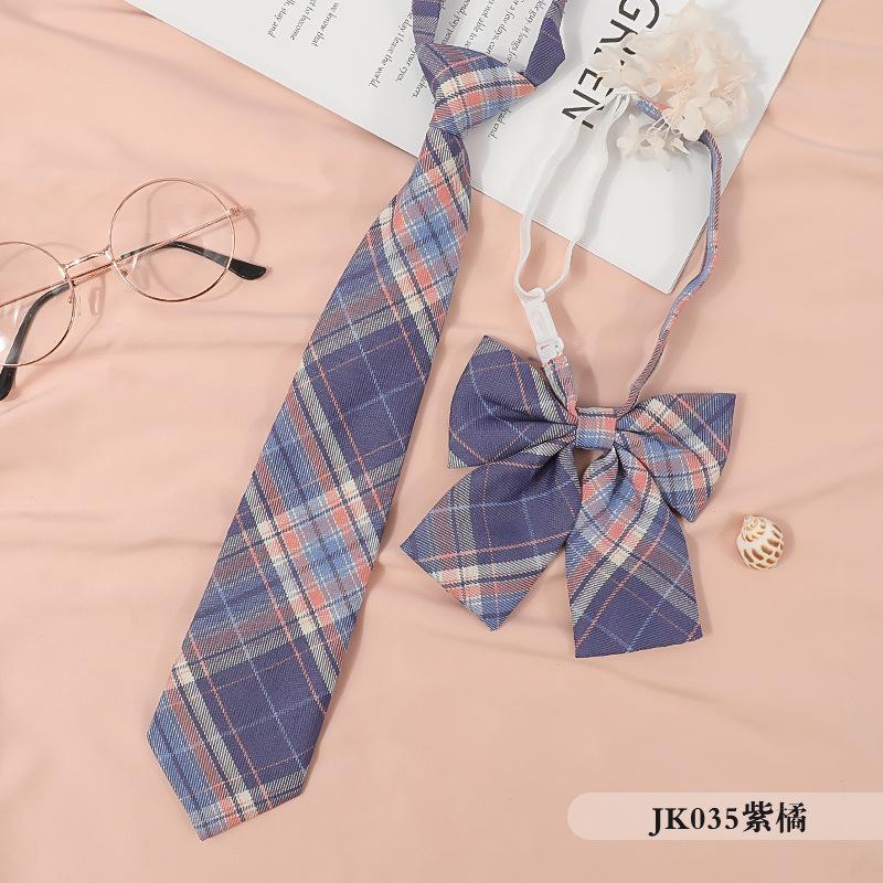 Jkdk Japanese Korean Version Of Striped College Style Red Cyan Gray Blue Shirt Men'S And Women'S Accessories Free Tie Tie Set