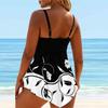 Costum de baie cu bretele pentru umăr, bikini cu imprimeu flori albe, costum de baie tankini
