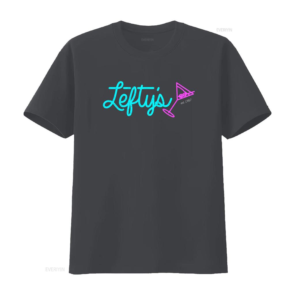 Leftys Bar T Shirt Logo Leisure Symbol Suit Sign Game Larry Games Gaming 1987 Est vintage Washed Soft streetwear Slightly