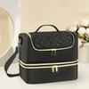 Portable Nail Varnish Organizers Bag Double Handles Adjustable Strap Waterproof Polyester Makeup Storage Case 30x22x25cm