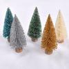 1pcs Decorated small Christmas tree Cedar pine on sisal silk Blue-green gold silver and red mini Christmas tree ornaments