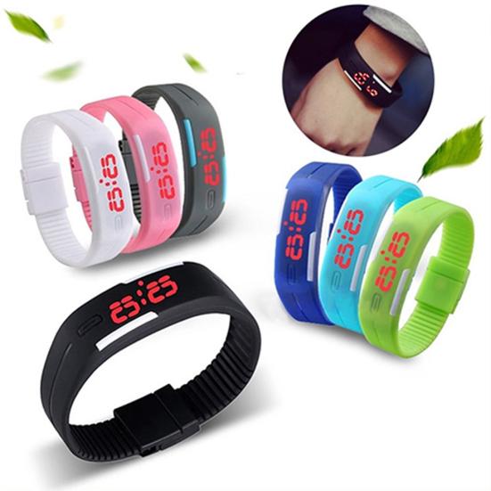 Men Women Fashion Silicone Red LED Sports Bracelet Touch Digital Wrist Watch