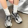 Chaussures de papa à semelles épaisses pour femmes, printemps nouveau, cuir, maille respirante, assemblage tendance, chaussures de sport décontractées basses