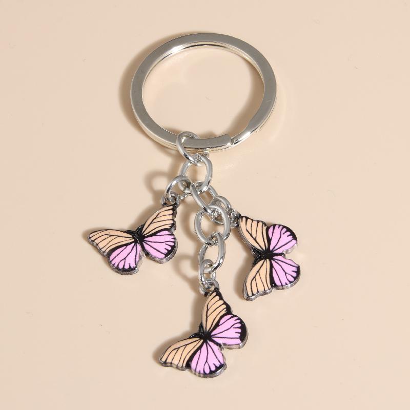 Cute Colorful Butterfly  Enamel Flying Animals Key Chains For Women Girls Accessorie Handmade Jewelry Bag Charm