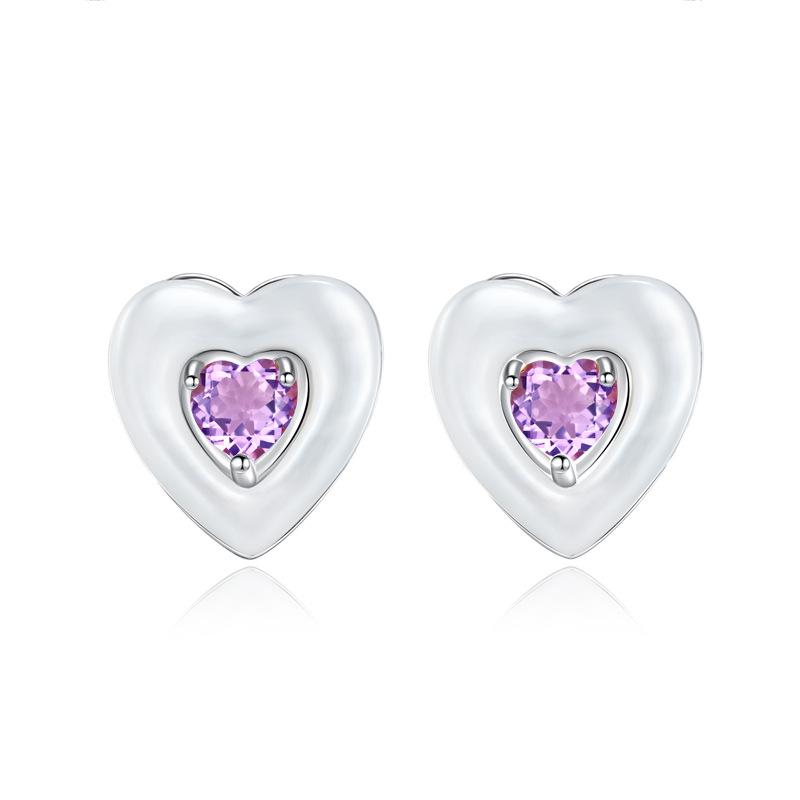 Natural Crystal White Fritillary Earrings S925 Sterling Silver Heart Earrings Women s Niche Sweet Sister Wind Topaz Jewelry 925 silver