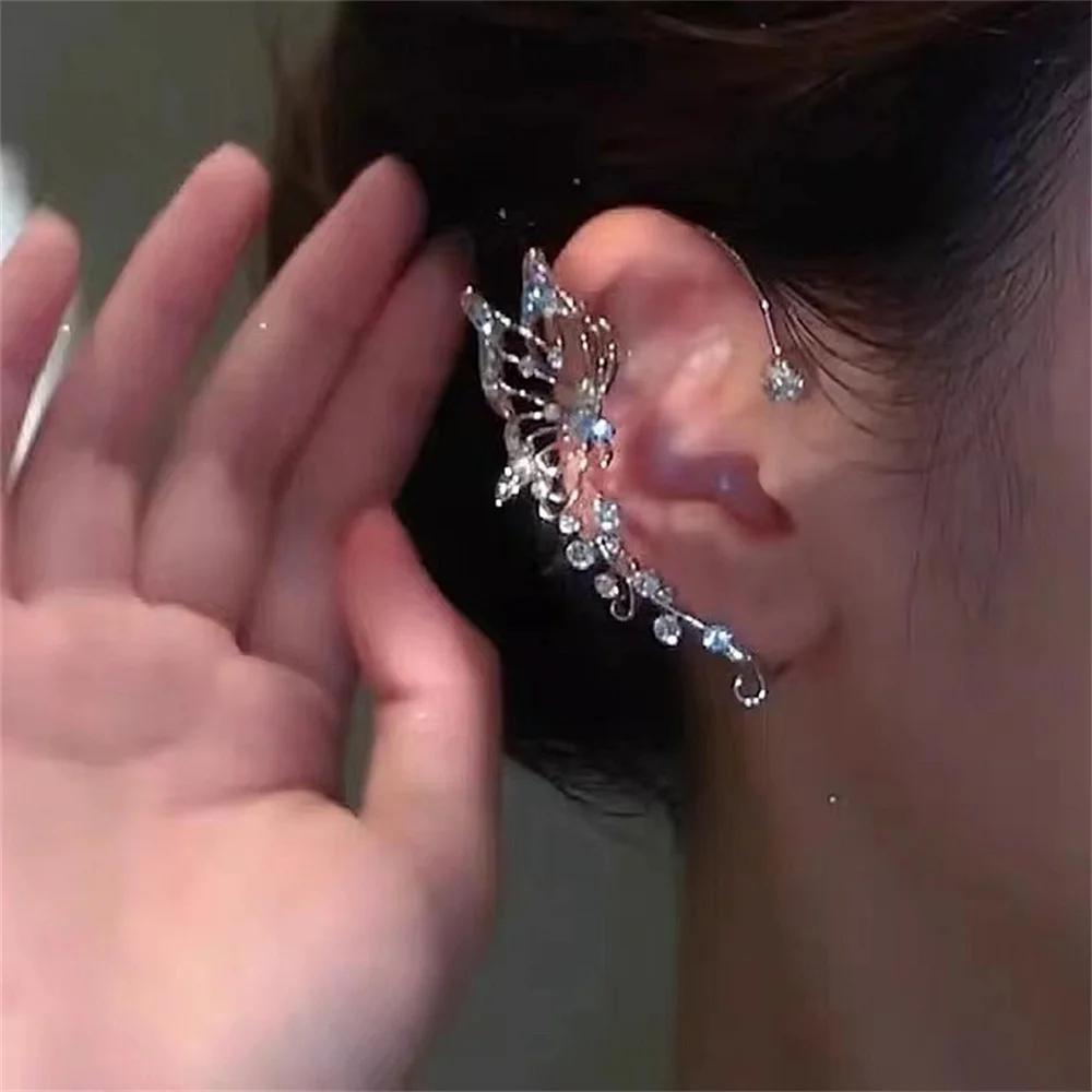 

1PC Butterfly Rhinestone Ear Loop for Women Exquisite Inlaid Zircon Bling Versatile Stud Earrings Jewelry Accessories