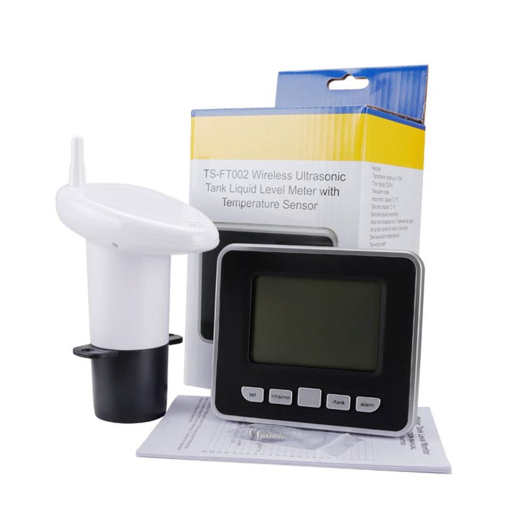 Ultrasonic Wireless Water Tank Liquid Level Meter With Temperature Sensor Level Monitor Time Display Low Battery Indicator Alarm