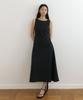 Lingseoul Linen Sleeveless Boat Neck Long Flare Dress-Black