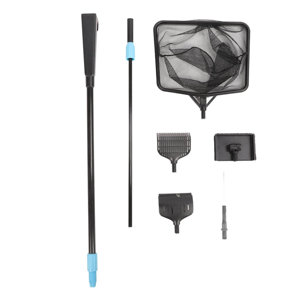Aquarium Cleaning Tool Kit 4 In 1 Plastic Long Handle Fish Tank Glass Scraper Right Angle Brush