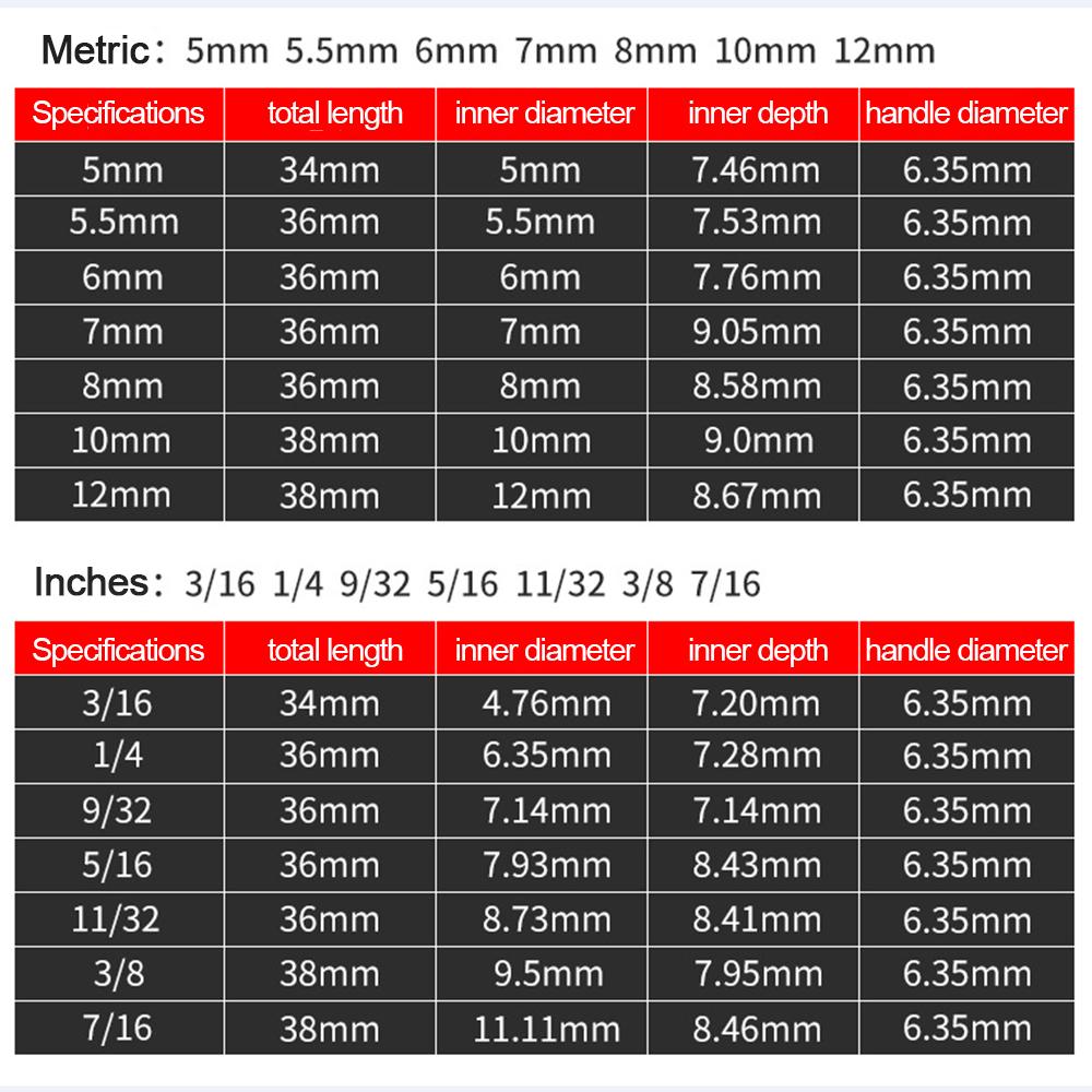 9/14PCS Socket Inner Hexagonal Wrench Hexagonal Handle Screwdriver Socket Extension Rod Pneumatic Screwdrivers Insert Tools Sets