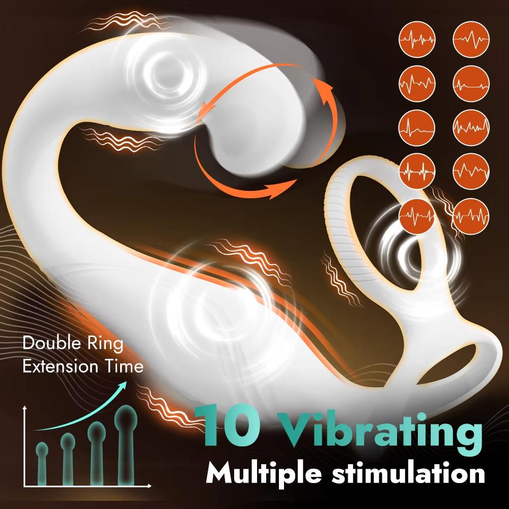 Male Prostate Massager Anal Vibrator Perineum Stimulator Rotating Butt Plug with Ring Remote Control Man Gay Mastubator Sex Toy