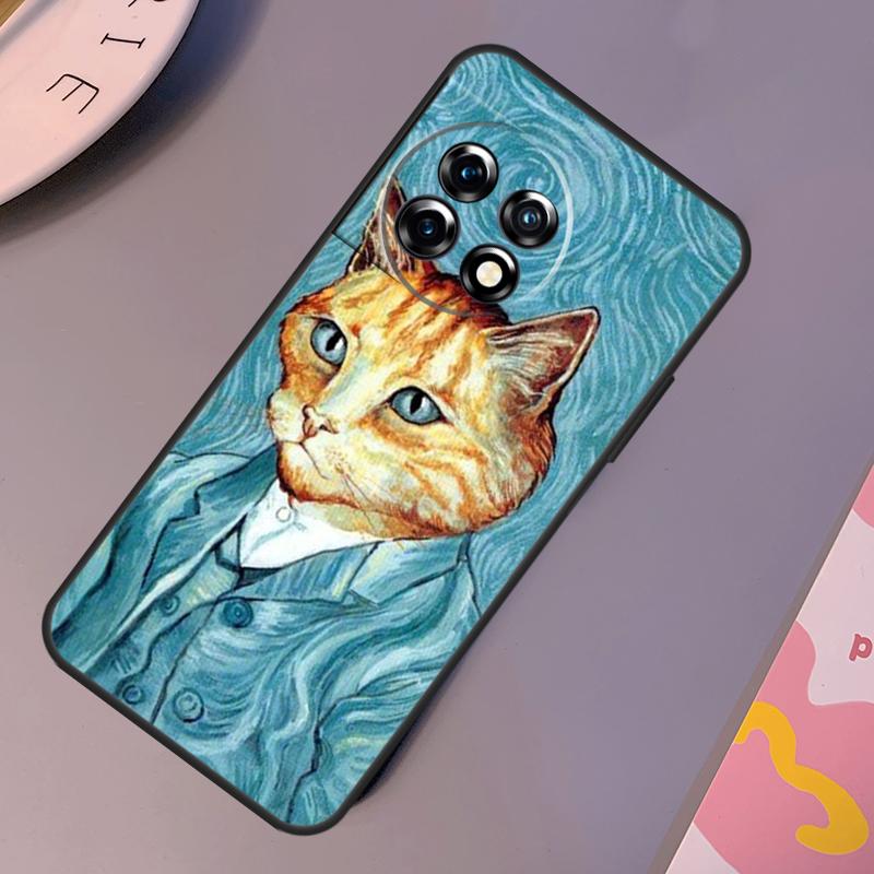 Funny Cat Art Aesthetics Case For OnePlus 12 11 9 10 Pro 9RT 10T 10R 12R OnePlus Nord CE 2 3 Lite 2T N10 N20 Cover