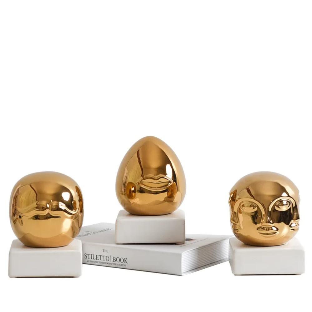 Gold-plated Ceramic Gold Face Ornaments Creative Home Furnishings Simple Living Room Office Desktop Ornaments Ceramic Crafts