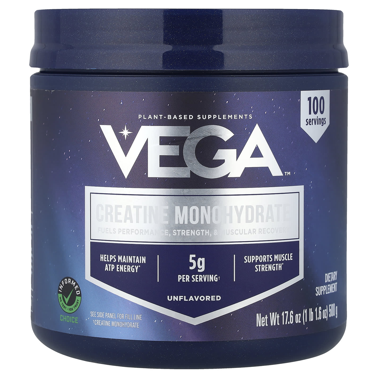 

Vega, Creatine Monohydrate, Unflavored, 500g (1lb 1.6oz)