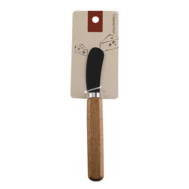 In-Stock Cheese & Butter Knife Set: Stainless Steel Black Blade with Acacia Wood Handles, Western Cutlery