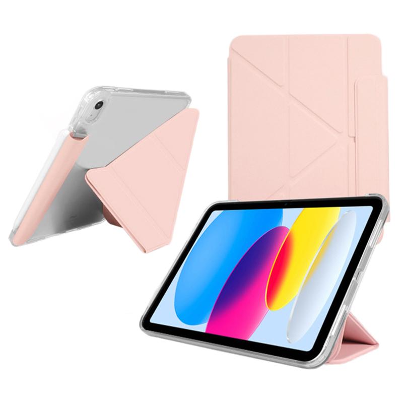 For iPad Air 11 (2025)/(2024) Case Origami Stand PU Leather Clear Back Tablet Cover with Pencil Holder