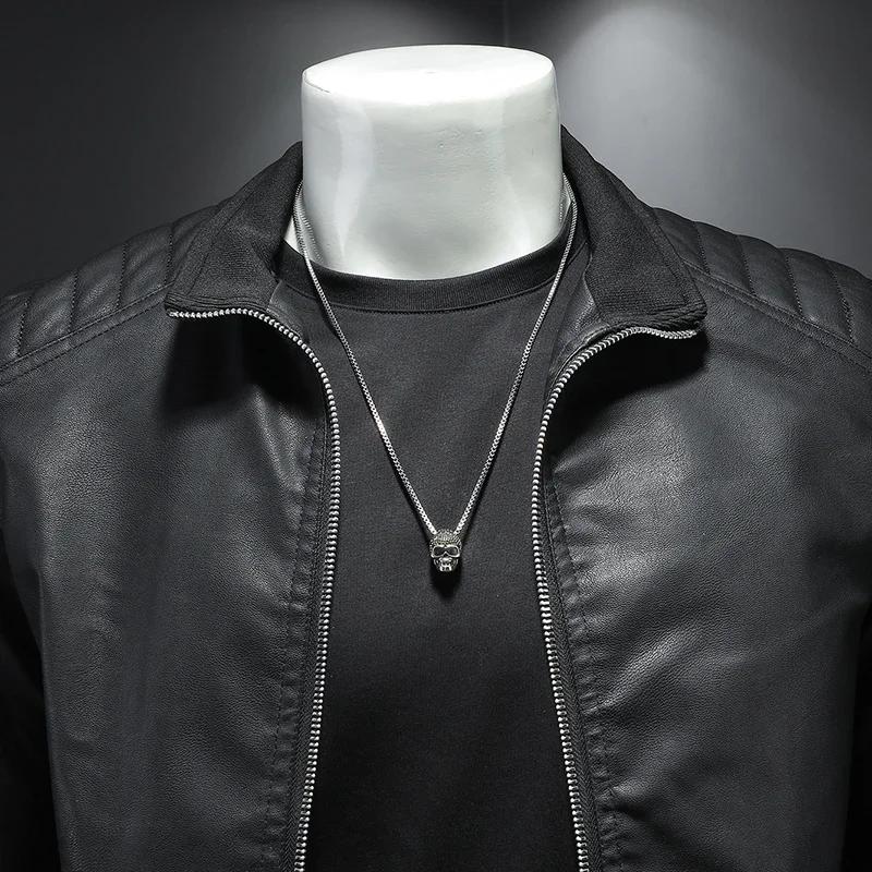 PU Leather Jackets Men's Stand-up Collar Biker Leather Jacket High Quality Casual Fashion Leather Jacket Trench Leather Faux Biker Leather Jacket
