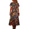 Fashionable women's summer V-neck short sleeved gradient printed beach dress