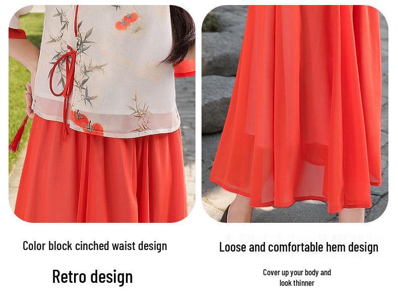 New Young Republic Style Hanfu Girl Tang Suit Two-Piece Retro Cheongsam Set