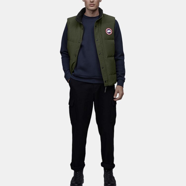 Canada Goose Garson Series Waterproof Warm Logo Single-Breasted Zipper Stand Collar Solid Color Down Vest Unisex vests Military-Green 4151M-49