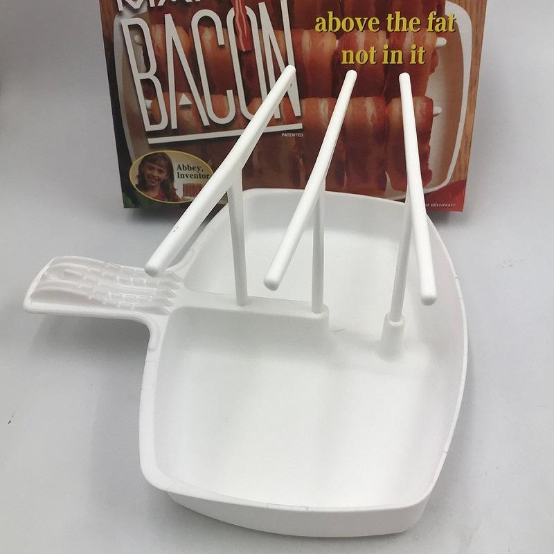 Plastic Microwave Bacon Oven Baking Tray Heat Resistance Barbecue Grill Bacon Rack Easy To Clean Bacon Hanger Breakfast Cookware
