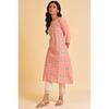 W for Woman Peach Glitter Printed A-line Kurta_23FEW18649-120097_XS