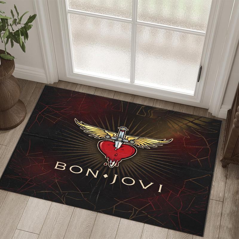 Bon Jovi Design Crystal Velvet Carpet Cozy Non?Slip Printed Rug For Bedroom Living Room Entrance