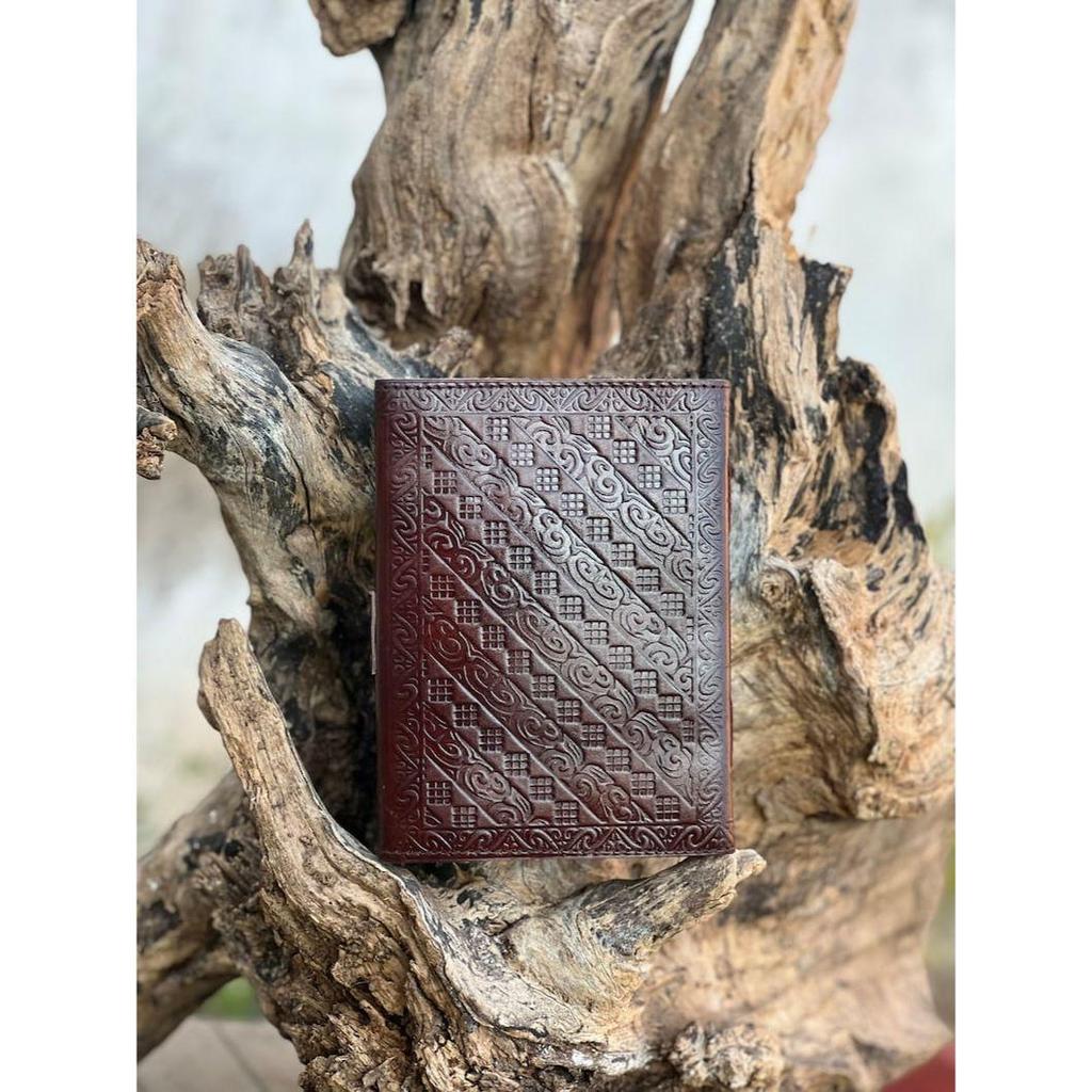 Handmade Leather Triple Moon Journal: Stone Embossed Notebook