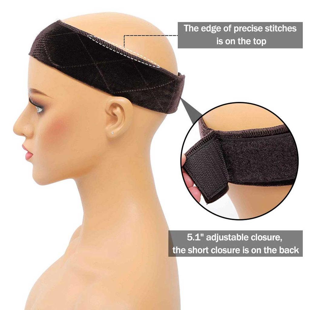 3pcs Wig Grip Band Adjustable Fixing Parting Lace Headband Elastic Velvet Wig Bands