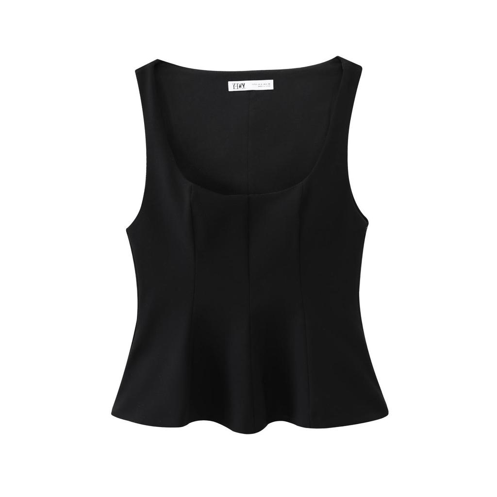 2025 Women's Spring Slimming Elastic Vest with Short Skirt Hem Style