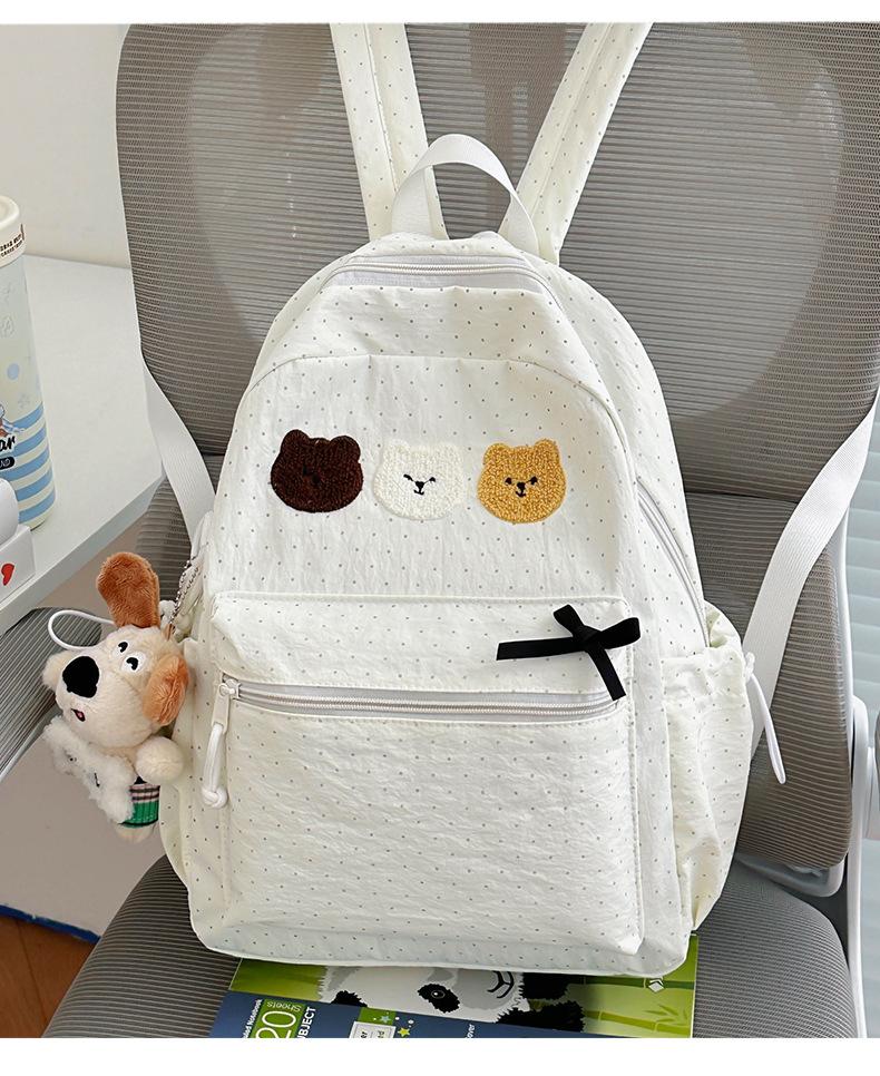 Schoolbag Cartoon Graffiti School Bag Female Polka Dot Student Large Capacity School Bag Casual Japanese Trendy Fashion Girl Versatile Backpack