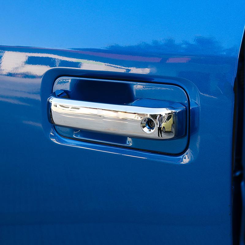 Outside Outer Door Handle Cover Trim Frame Cap Shell 1 Hole Mirror Chrome Silver ABS Fit for Ford F150 F-150 2015 2016 2017-