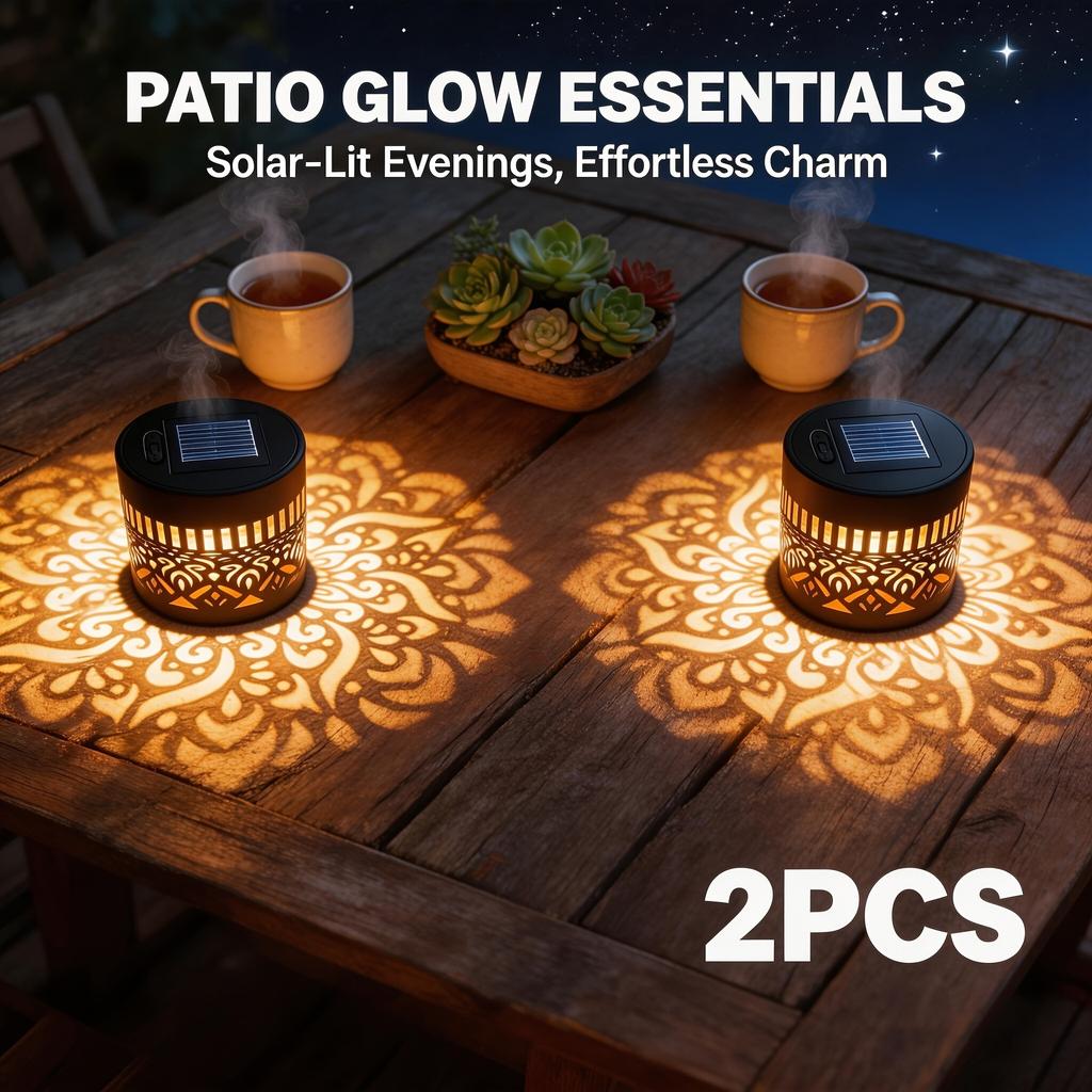 Solar Outdoor Wall Lights 2 Pack, Iron Art Mandala Projection Lamp, Waterproof Exterior Decor RGB Fairy Light for Garden Patio Courtyard Balcony Villa