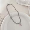 Pink Heart Pendant Necklace Heart Pearl Beads Chains Choker Necklace