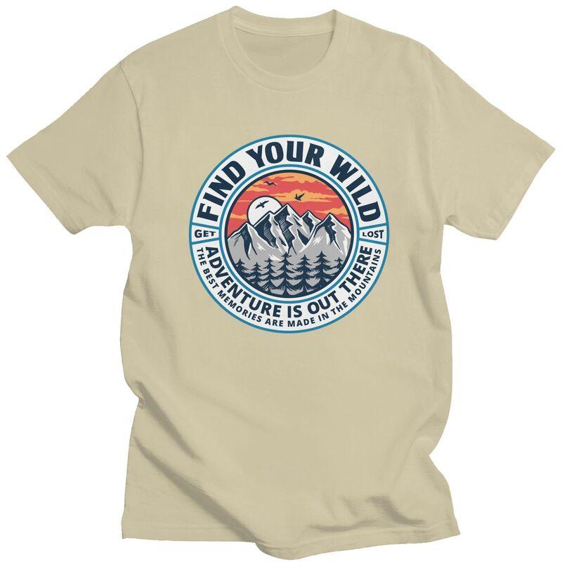 Custom Adventure Camping Mountain Camper T Shirt for Men 100 Cotton Tshirt Tees Tshirts Slim Fit Clothing Gift