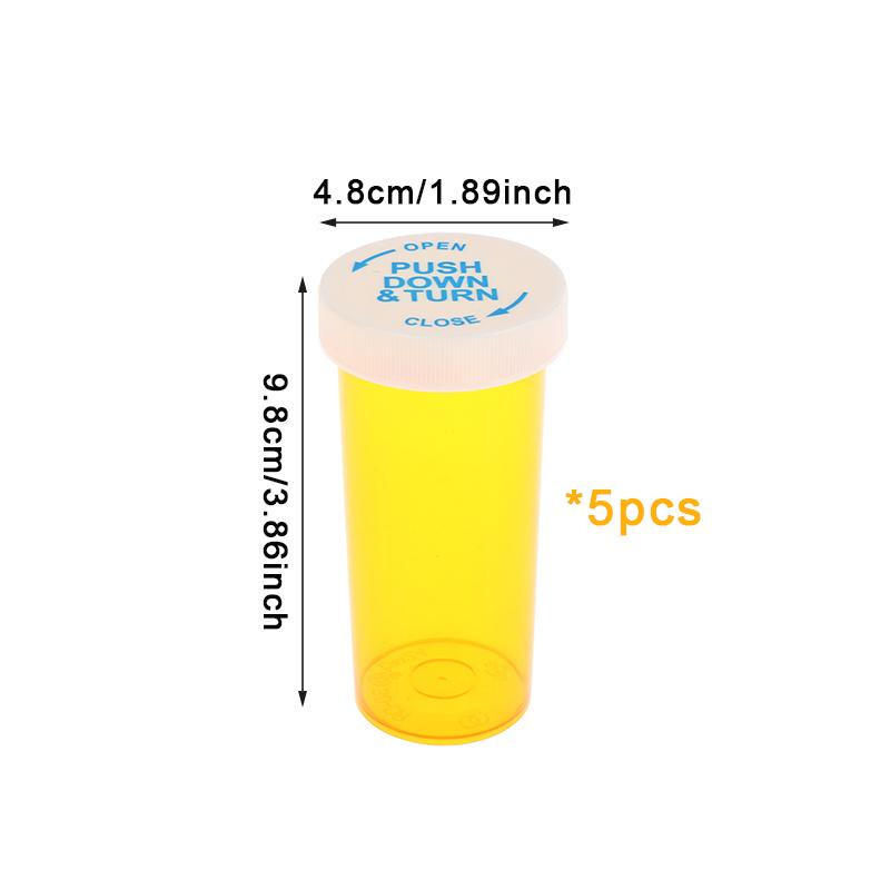 5-Pack Child-Resistant Pill Bottles - 6-60 Dram Travel-Size Medicine Containers with Safety Caps, Multi-Use Portable Vials