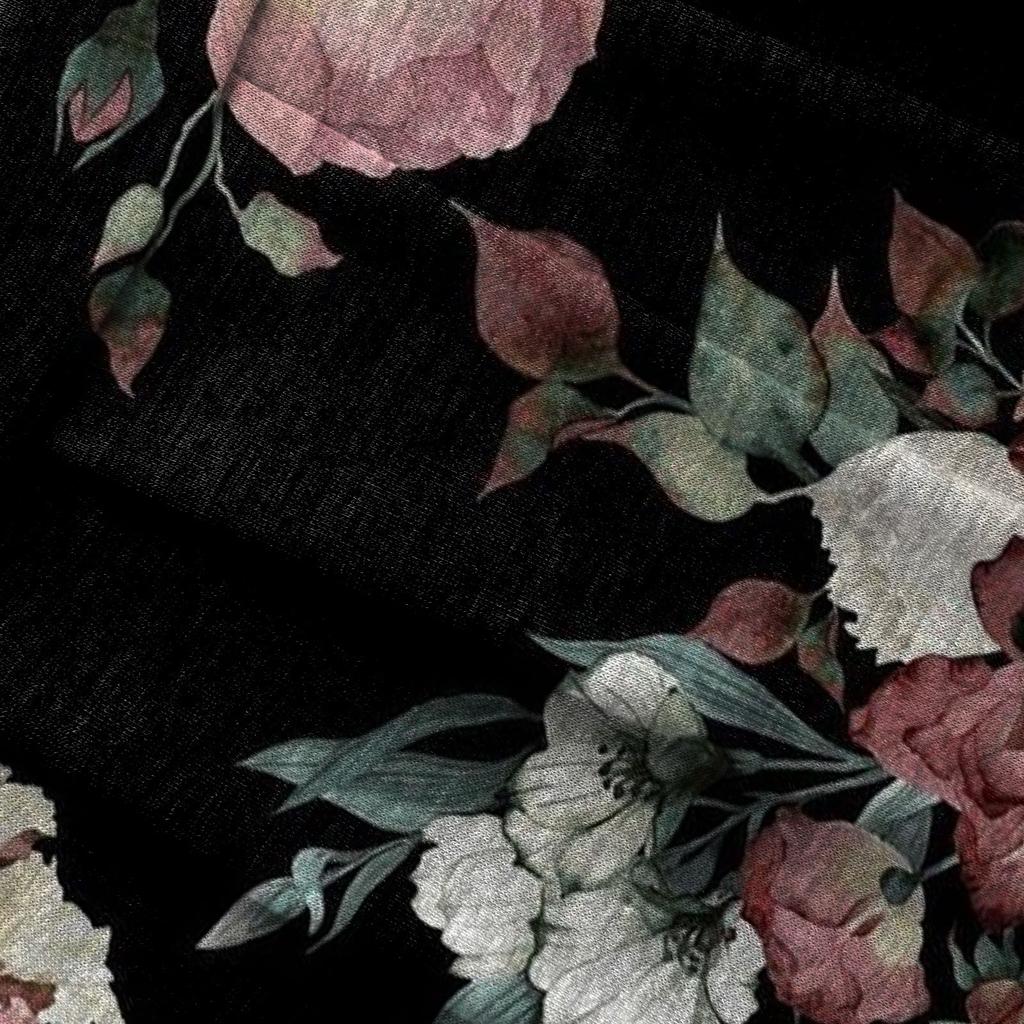 Women's Fashion Casual Square Neck Floral Print Short Sleeve T-Shirt Top