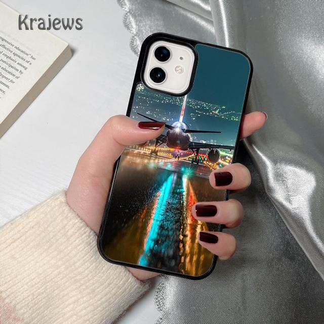 Krajews Airplane Plane Travel soft Phone Case Cover For iPhone 17 Air 16 15 14 plus 12 13 pro max coque Fundas