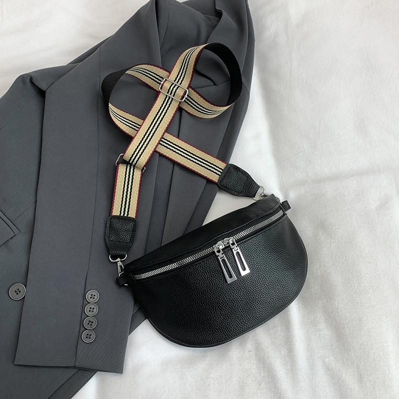 

Autumn new fashion simple trend saddle bag retro wide shoulder strap high value single shoulder messenger women s bag чёрный