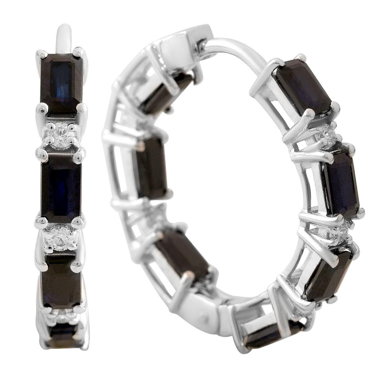 

Silver earrings with natural sapphire 6.112ct, cubic zirconia (2202479) сапфіровий