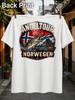 Gerunisex Angeltour 2026 Norwegen Fish Lure Norwegian Flag Fjord Mountains Cabins And Boat Vintage Unisex All Tshirt