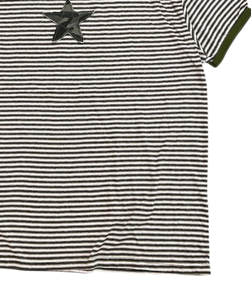 SK8ER ROCK Star Stripe Ringer T-Shirt ((Khaki))