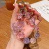Crystal Transparent Bowknot Beaded Exquisite Flower Short Wrist Pendant Phone Case Earphone Bag Accessories Keychain
