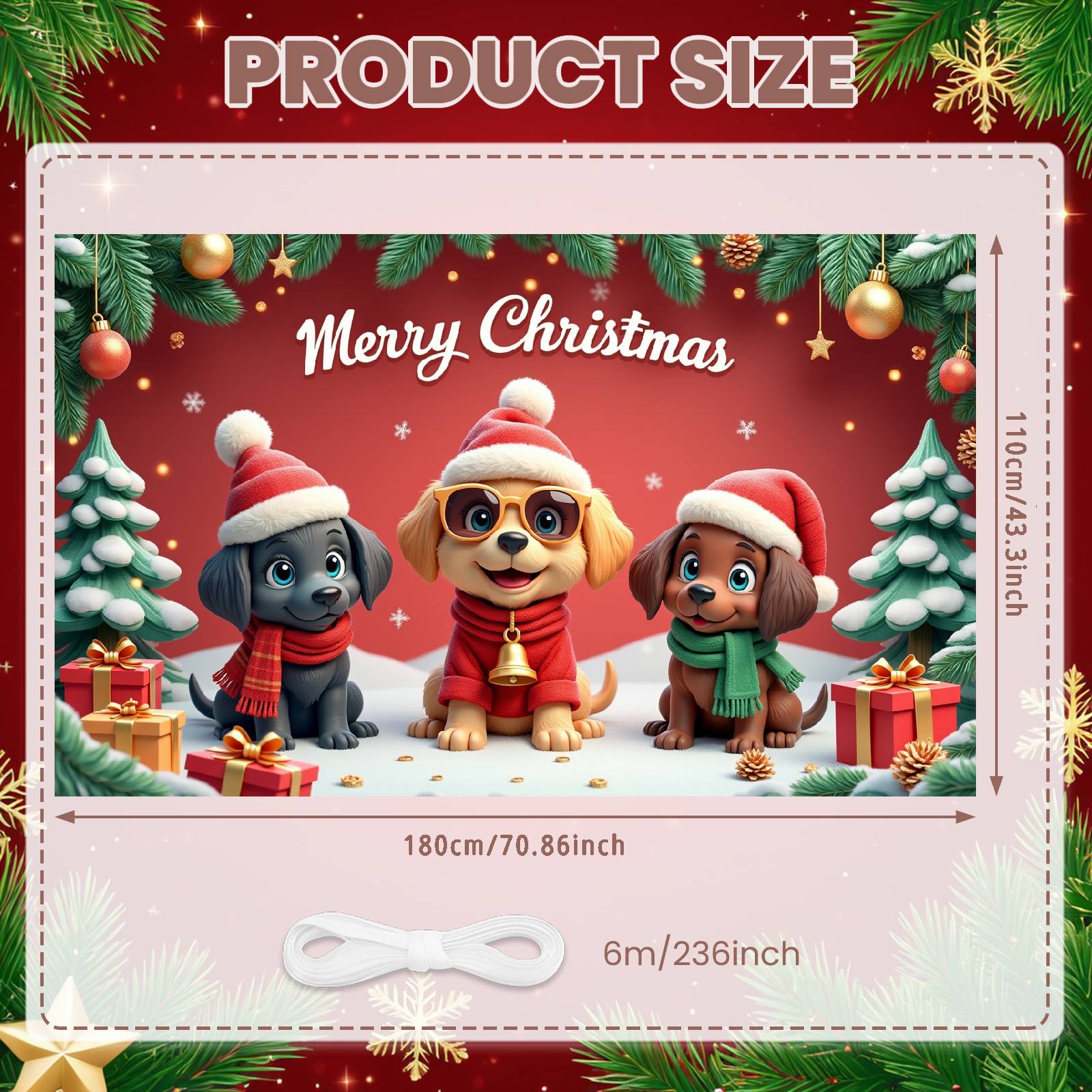 Merry Christmas Display Red Theme Dog Christmas Display Festive Xmas Backdrop Festive  Holiday Background For Christmas Pet