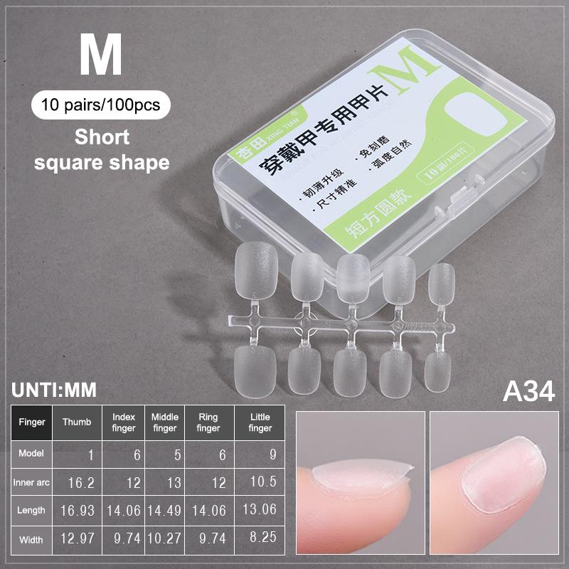 100PCS/Box Fake Nail Tips Medium Design Matte Finish False Nails Manicure Tool Extension Press On Nails