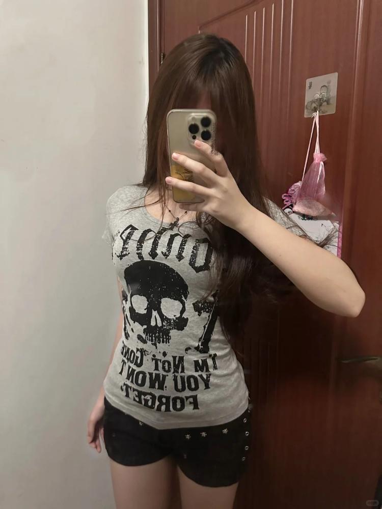 Sexy Damen T-Shirts Kurzer Stil Mädchen Y2K Tops Workout Streetwear Weibliche Freizeit T-Shirts