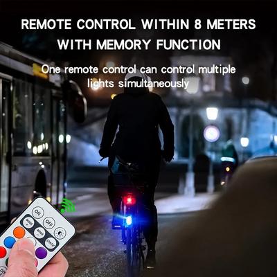 Car Motorcycle Warn Lights Remote Control RGB Flashing Light Universal Modification Wireless Rechargeable for Bike Warning Light