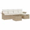 Garden Sofa Set with Cushions 6 Pcs Beige and Cream Poly Rattan