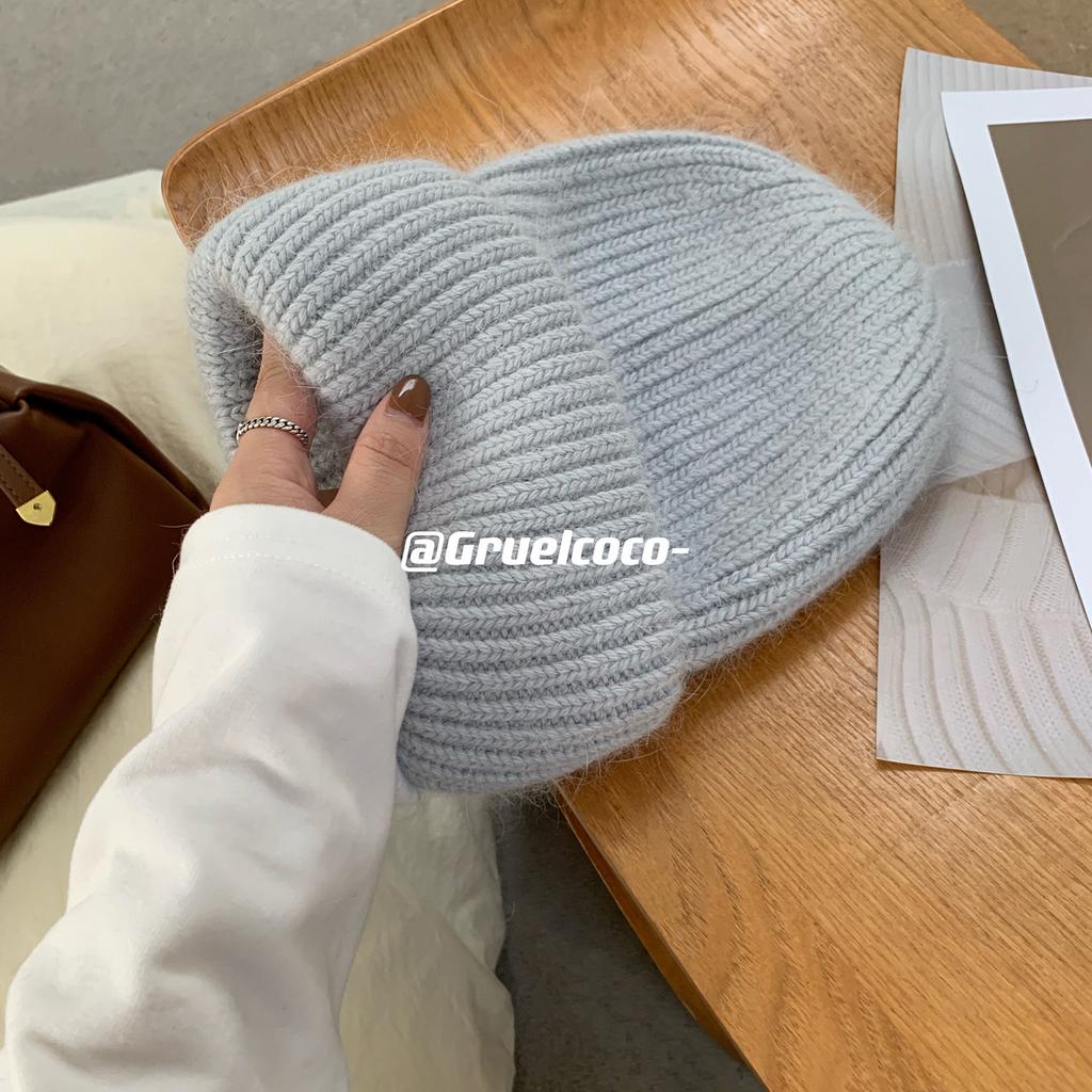 Rabbit Fur Hat, White Wool Hat, Women's Autumn and Winter Warm Fashion Versatile Leisure Student Cold Hat Han