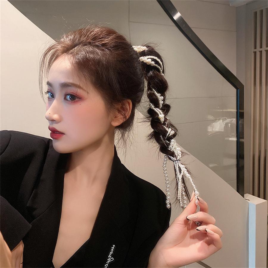 Korean  Elegant Pearl Braided Hairpin for Women Modeling Tool Headband for Banquet Party Hair Ornaments Wedding Hair Jewelry